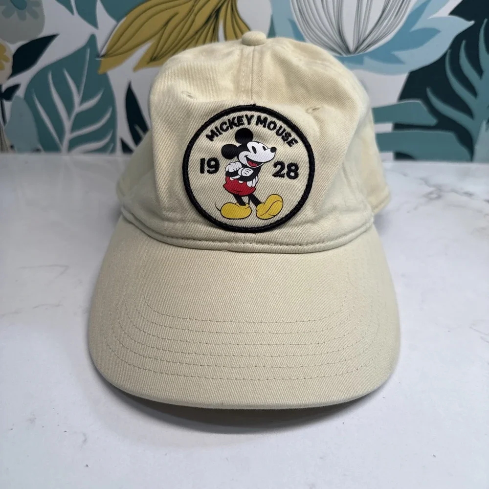 VINTAGE Mickey Mouse 1928 Slideback Hat‎ Tan One Size Adjustable Disney